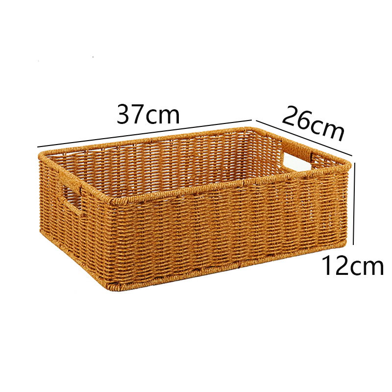 Imitation rattan tea table storage basket living room TV cabinet drawer storage basket desktop snack cosmetic storage basket - Image 12