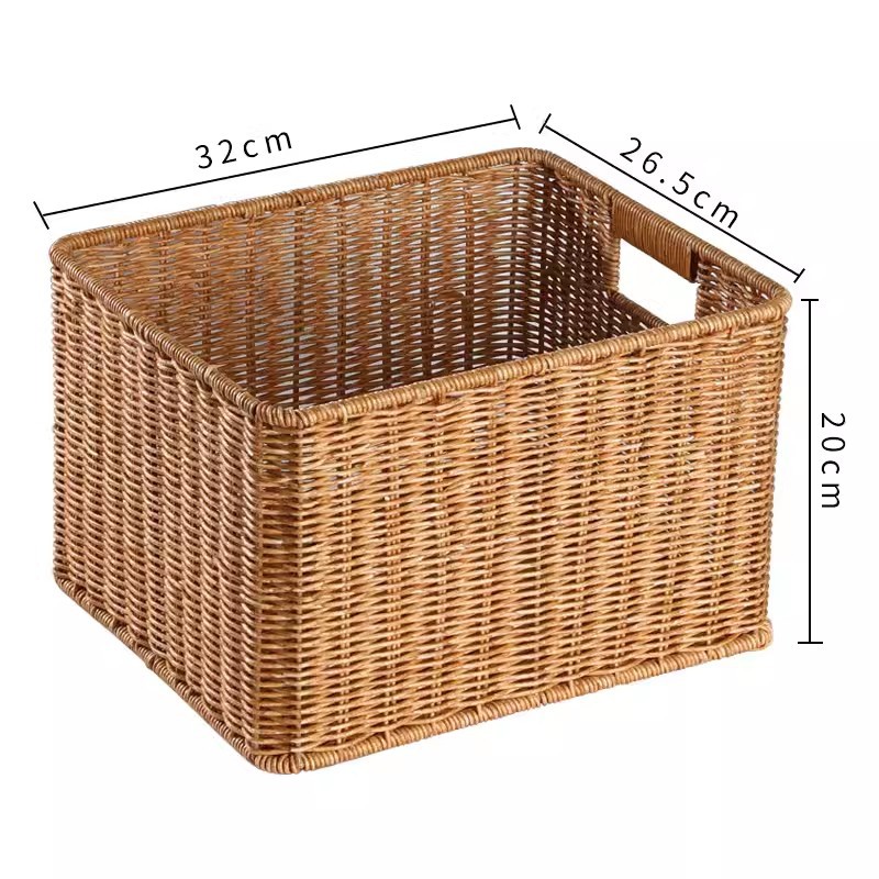 Imitation rattan tea table storage basket living room TV cabinet drawer storage basket desktop snack cosmetic storage basket - Image 19