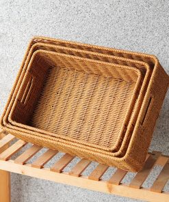 Imitation rattan tea table storage basket living room TV cabinet drawer storage basket desktop snack cosmetic storage basket