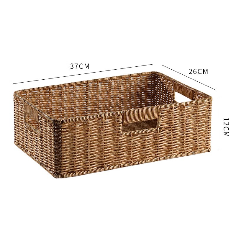 Imitation rattan tea table storage basket living room TV cabinet drawer storage basket desktop snack cosmetic storage basket - Image 5