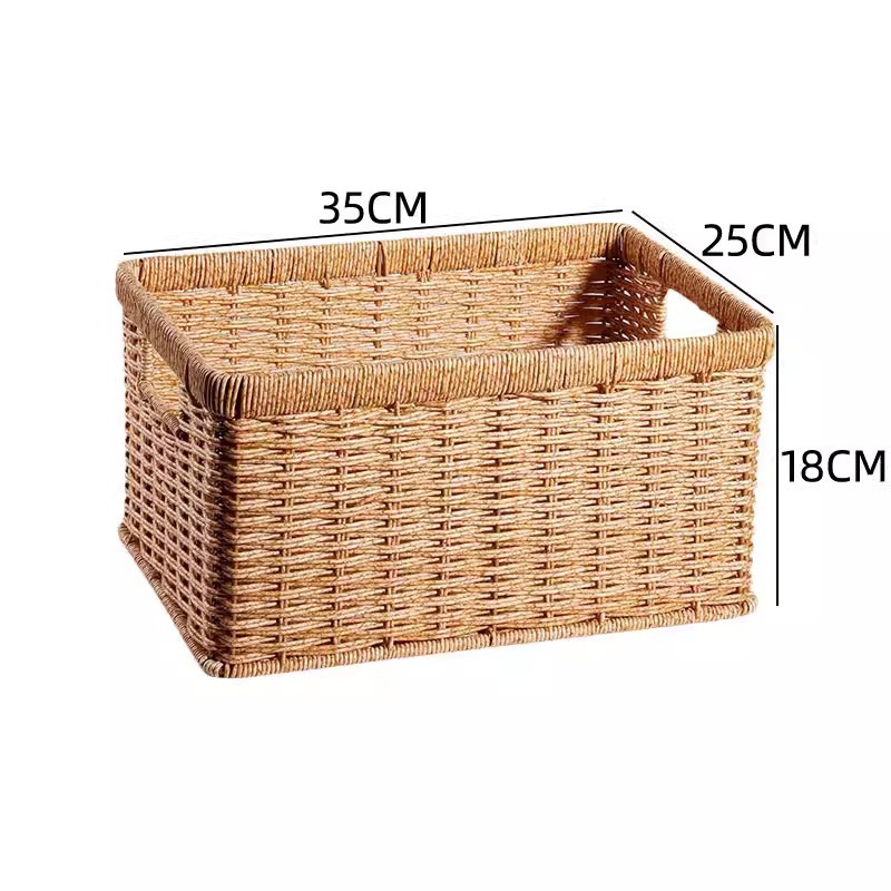 Imitation rattan tea table storage basket living room TV cabinet drawer storage basket desktop snack cosmetic storage basket - Image 6