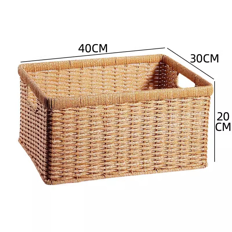 Imitation rattan tea table storage basket living room TV cabinet drawer storage basket desktop snack cosmetic storage basket - Image 7