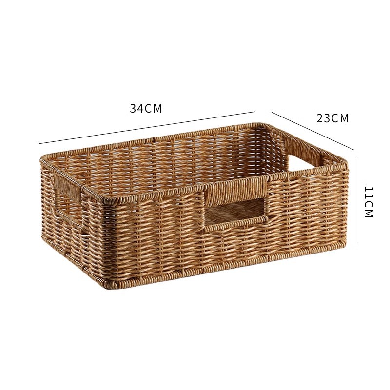 Imitation rattan tea table storage basket living room TV cabinet drawer storage basket desktop snack cosmetic storage basket - Image 8