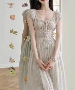 And can wake up the spring and island vacation three-dimensional floral embroidery long skirt French floral dress