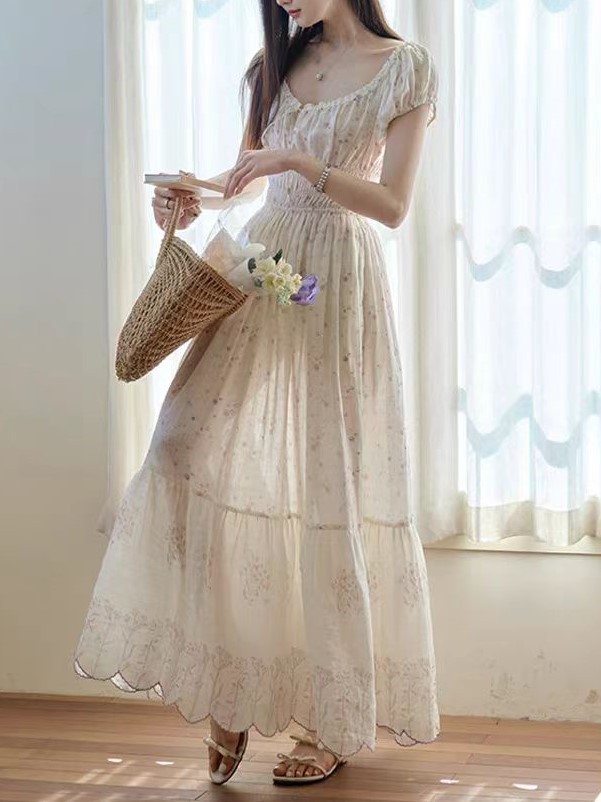 And can wake up the spring and island vacation three-dimensional floral embroidery long skirt French floral dress - Image 6