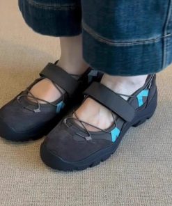 Niche retro thick sole shallow mouth Velcro Mary Jane shoes for women sports casual temperament simple single shoes