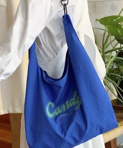 Casual fine-plaid letter printed crossbody bag versatile large capacity handbag nylon canvas bag