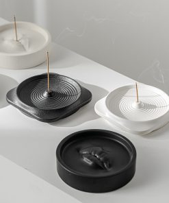 Small simple ceramic line incense plug geometric plate indoor incense sandalwood household aromatherapy decoration ornaments