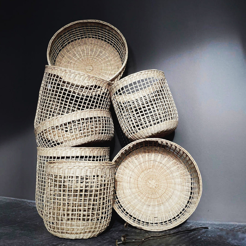 Household handmade rattan woven miscellaneous basket children's toy storage basket round real rattan woven clothing basket - Image 4