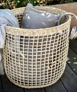 Household handmade rattan woven miscellaneous basket children's toy storage basket round real rattan woven clothing basket