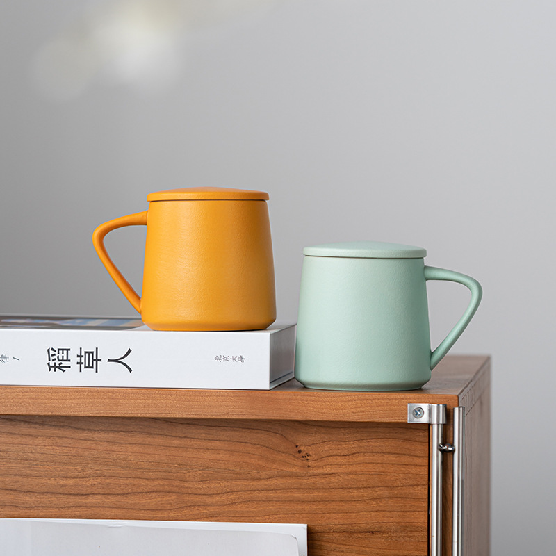 Damon Ceramic Cup Household Coffee Cup Water Cup Tea Cup Corner Handle Coffee Cup - Image 2