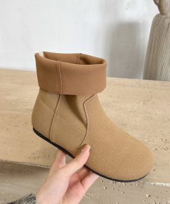 Retro round toe western cowboy boots for women in autumn and winter fashion niche pile simple boots short martin boots