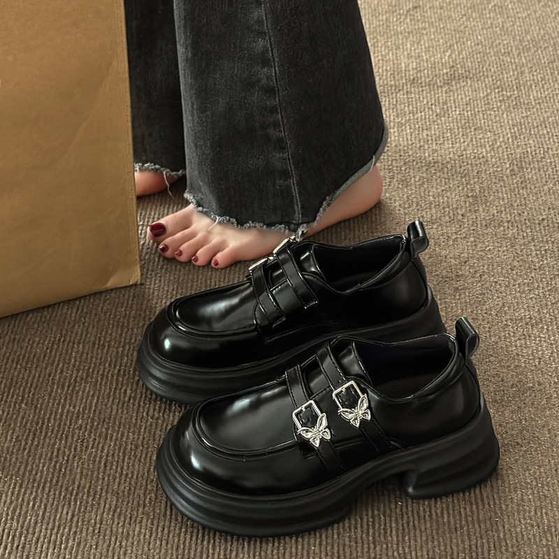 Japanese leather shoes for women in summer British style retro black thick soles casual and versatile - Image 4