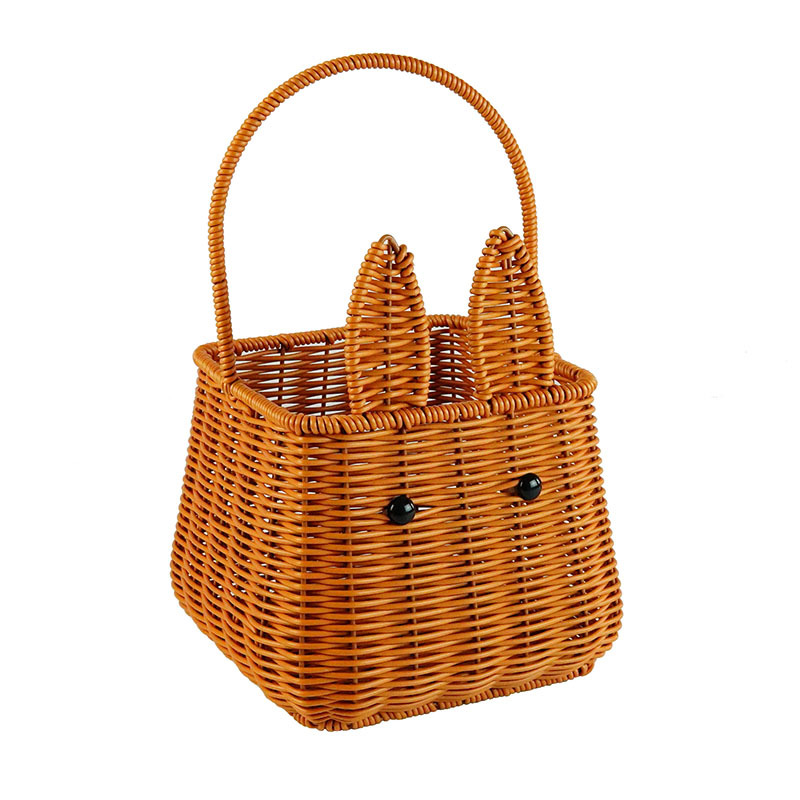 Imitation rattan rabbit handbasket living room fruit basket cute storage basket souvenir fireworks basket picking basket photo props - Image 3