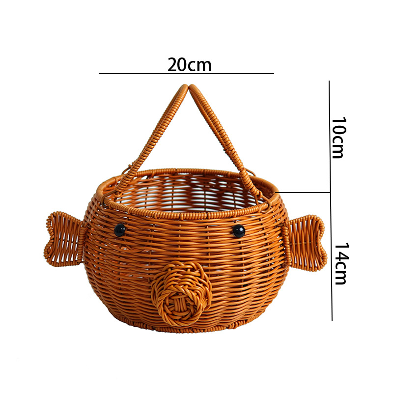 Imitation rattan rabbit handbasket living room fruit basket cute storage basket souvenir fireworks basket picking basket photo props - Image 4