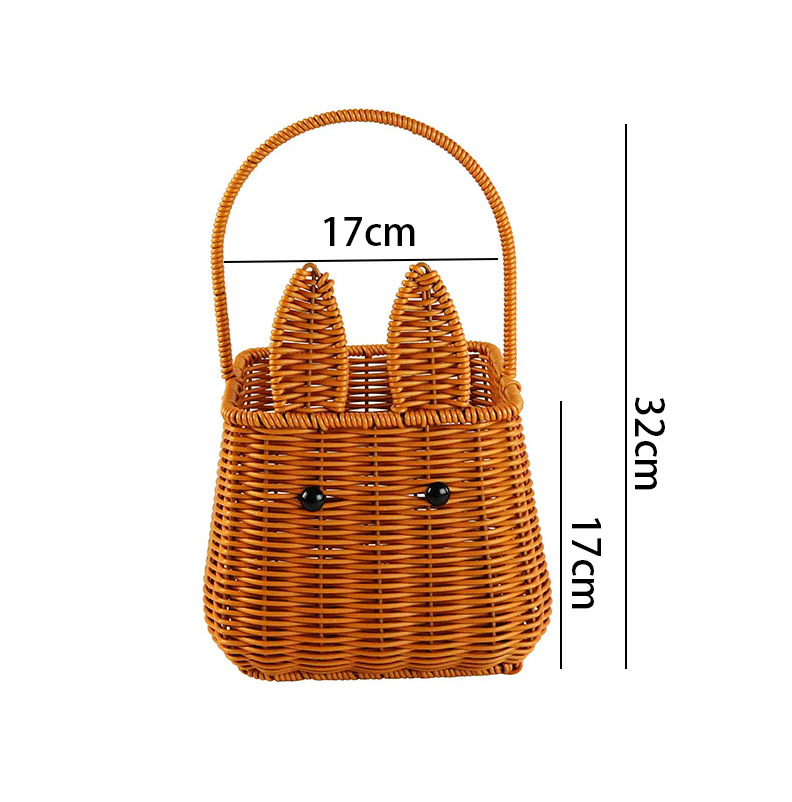 Imitation rattan rabbit handbasket living room fruit basket cute storage basket souvenir fireworks basket picking basket photo props - Image 7