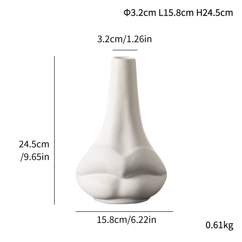 Simple, large lips ceramic ornaments, hydroponic dried flower vase, light luxury high-end decoration - Image 4