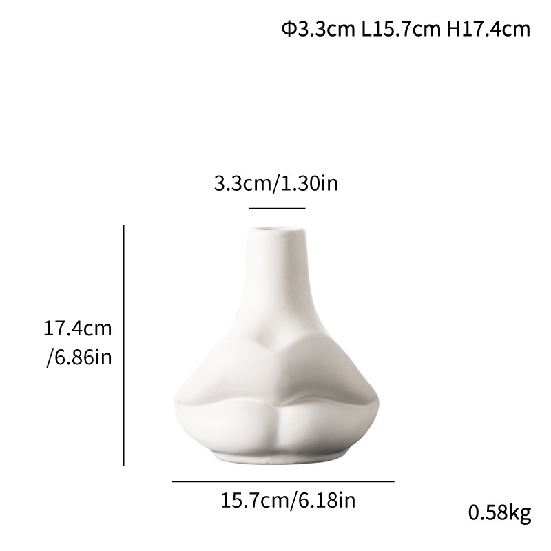 Simple, large lips ceramic ornaments, hydroponic dried flower vase, light luxury high-end decoration - Image 5