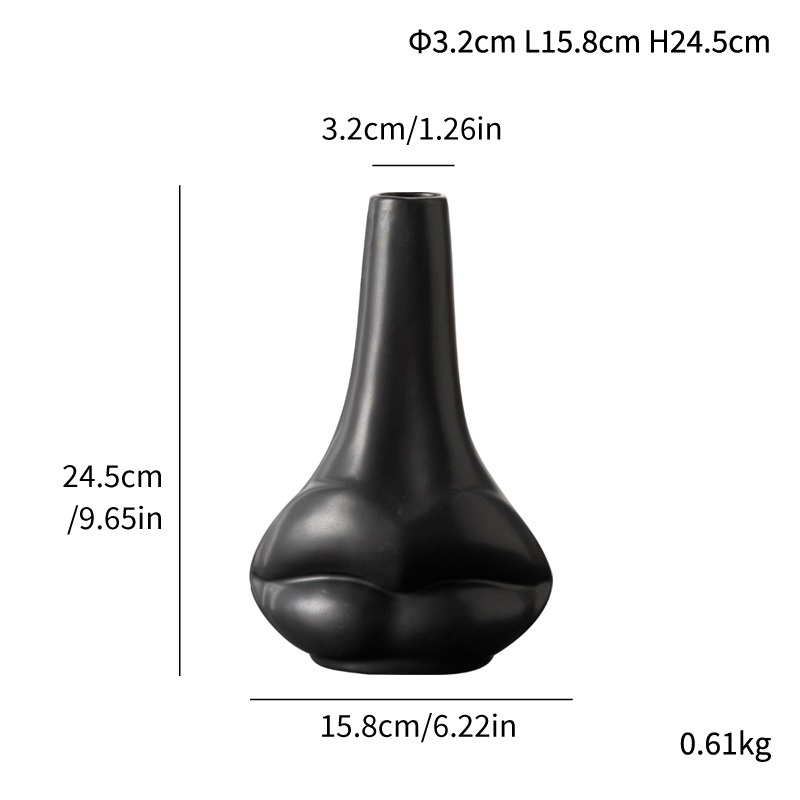 Simple, large lips ceramic ornaments, hydroponic dried flower vase, light luxury high-end decoration - Image 6