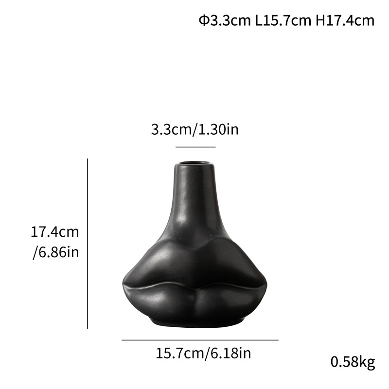 Simple, large lips ceramic ornaments, hydroponic dried flower vase, light luxury high-end decoration - Image 7