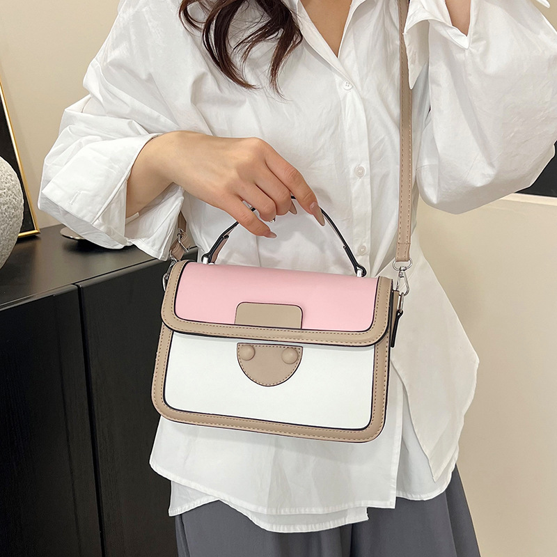Fashionable and fashionable small square bag for women contrasting colors versatile one-shoulder armpit bag texture retro crossbody bag - Image 2