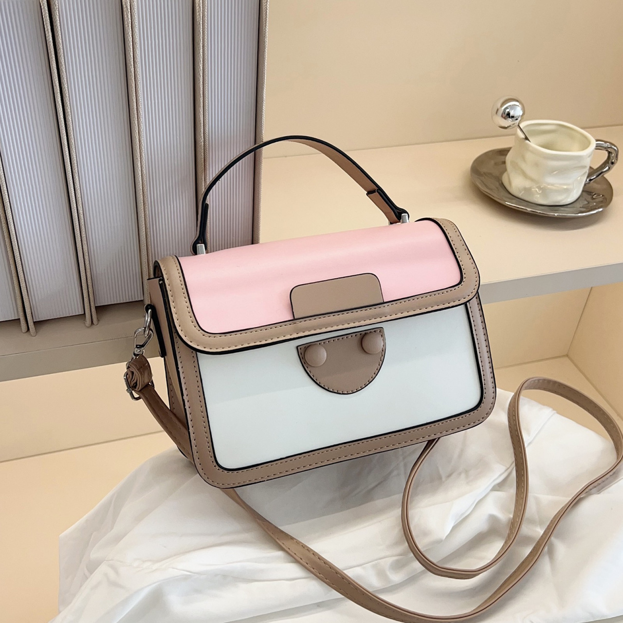 Fashionable and fashionable small square bag for women contrasting colors versatile one-shoulder armpit bag texture retro crossbody bag - Image 12