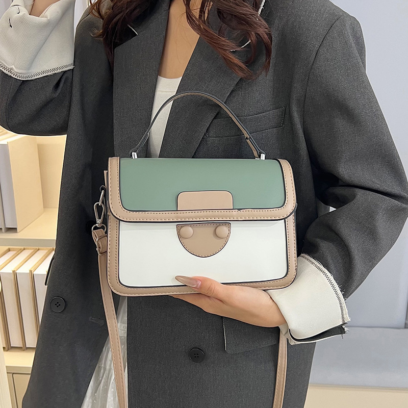 Fashionable and fashionable small square bag for women contrasting colors versatile one-shoulder armpit bag texture retro crossbody bag - Image 3