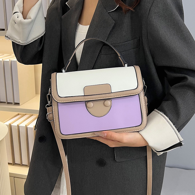 Fashionable and fashionable small square bag for women contrasting colors versatile one-shoulder armpit bag texture retro crossbody bag - Image 4