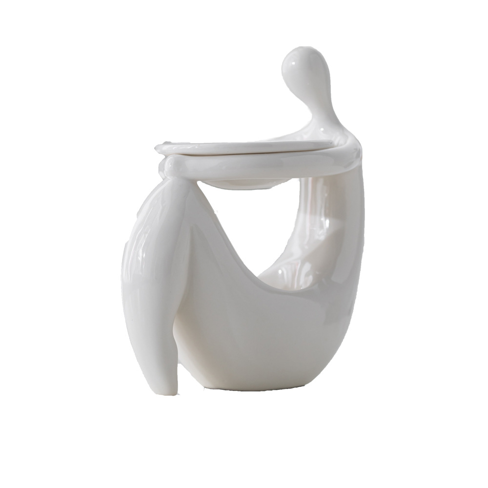 White ceramic candlestick air purification aromatherapy plus incense burner home decoration crafts home decoration ornaments - Image 3