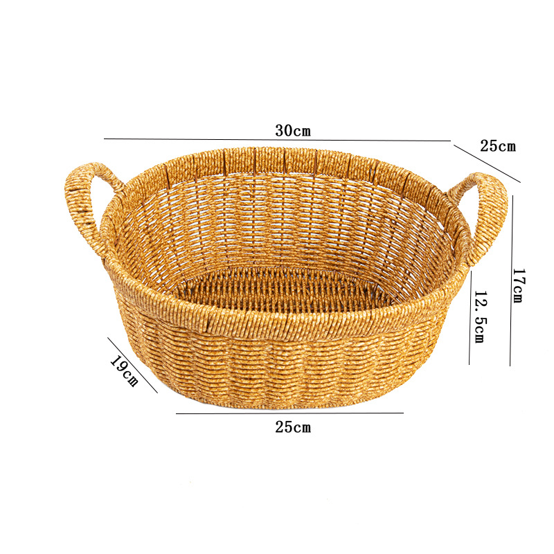 Imitation rattan woven Japanese fruit basket desktop snack storage basket living room coffee table desktop storage basket hand-woven basket - Image 11