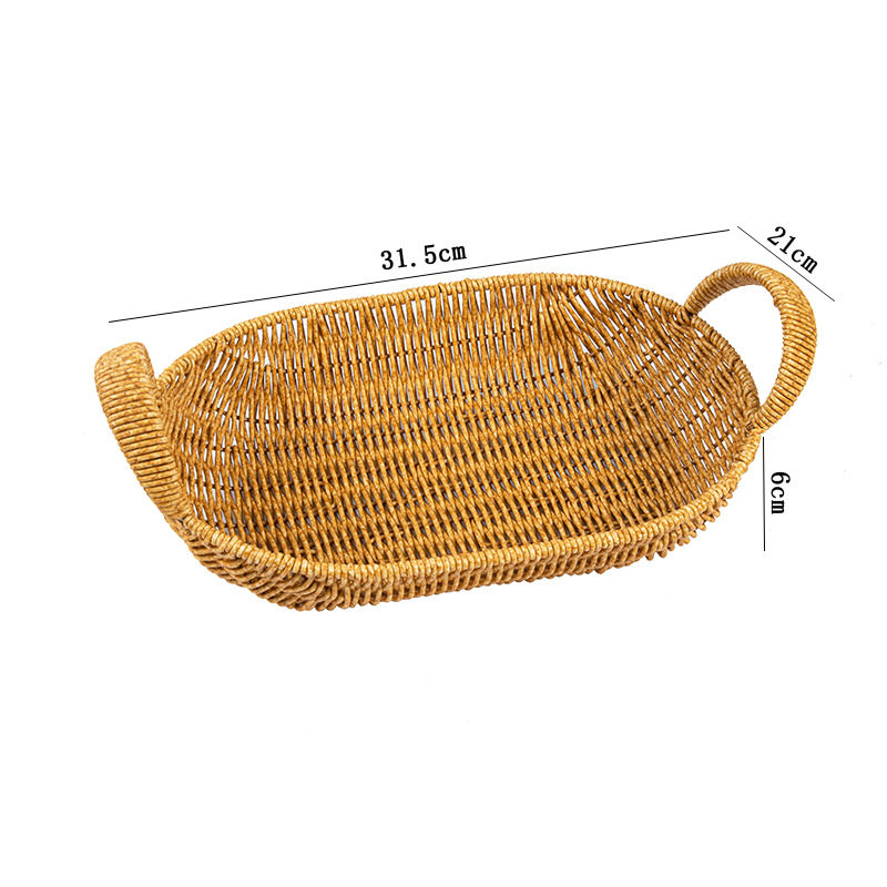 Imitation rattan woven Japanese fruit basket desktop snack storage basket living room coffee table desktop storage basket hand-woven basket - Image 13