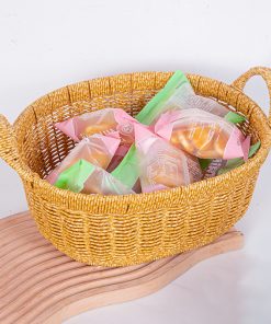 Imitation rattan woven Japanese fruit basket desktop snack storage basket living room coffee table desktop storage basket hand-woven basket