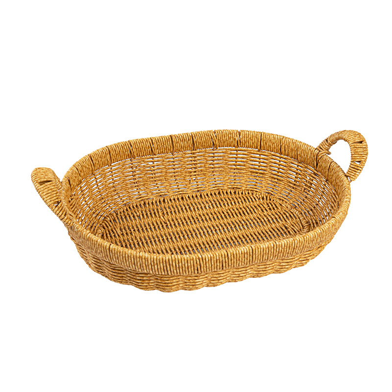Imitation rattan woven Japanese fruit basket desktop snack storage basket living room coffee table desktop storage basket hand-woven basket - Image 3