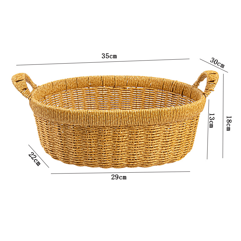 Imitation rattan woven Japanese fruit basket desktop snack storage basket living room coffee table desktop storage basket hand-woven basket - Image 5