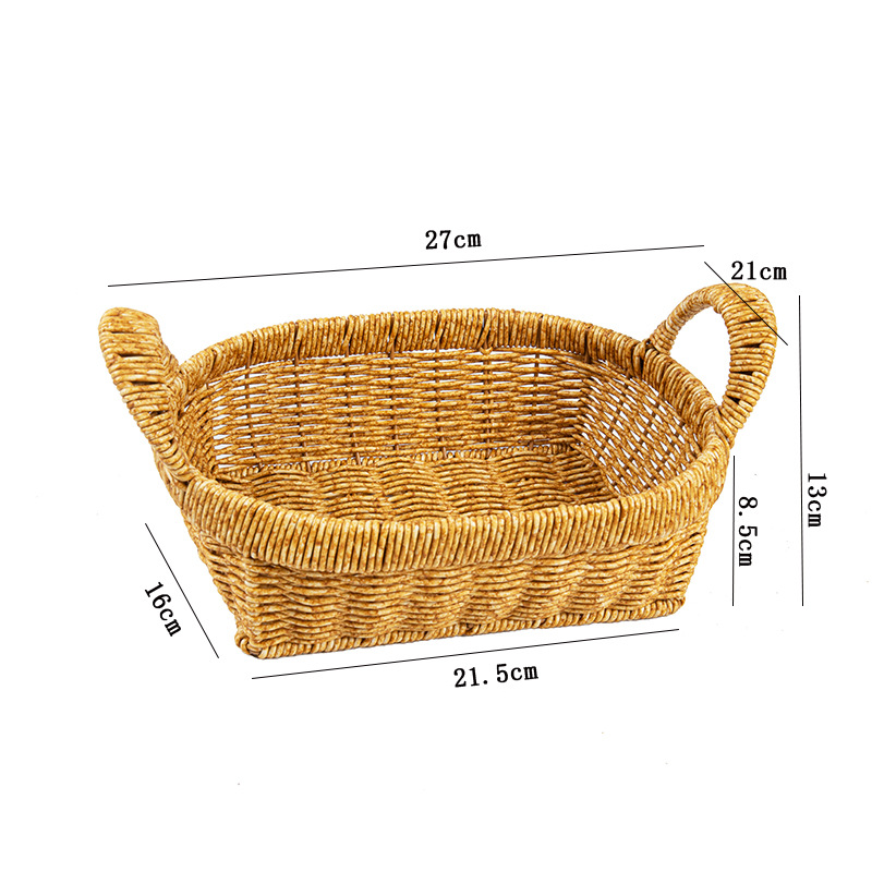 Imitation rattan woven Japanese fruit basket desktop snack storage basket living room coffee table desktop storage basket hand-woven basket - Image 7