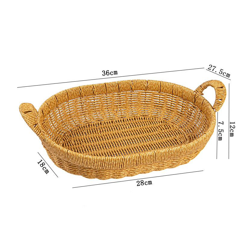 Imitation rattan woven Japanese fruit basket desktop snack storage basket living room coffee table desktop storage basket hand-woven basket - Image 8