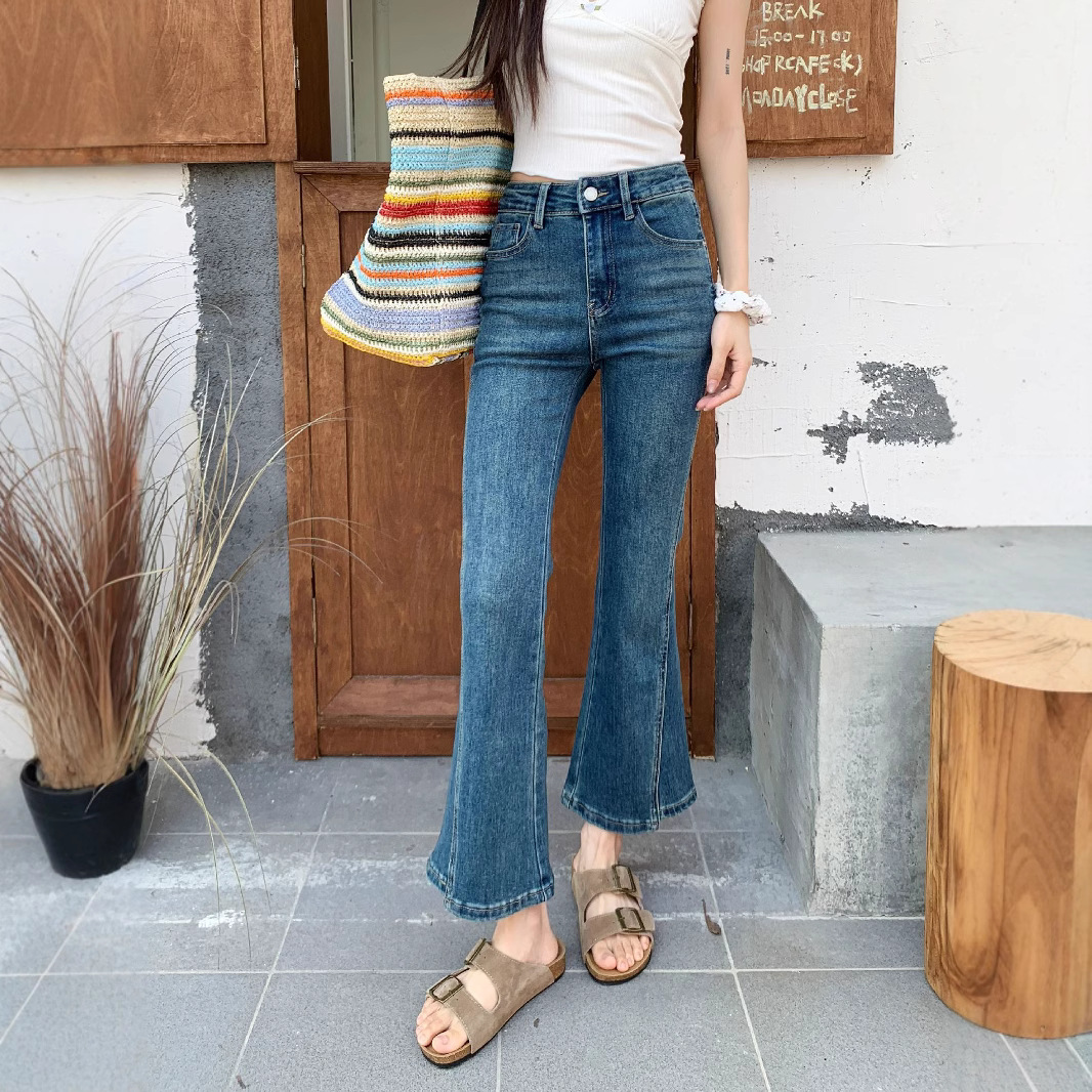 Real shot of summer high-waisted slim elastic jeans retro temperament slim slim jeans women - Image 2