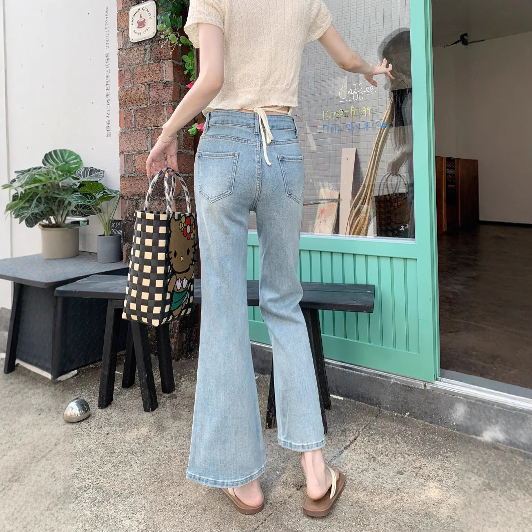 Real shot of summer high-waisted slim elastic jeans retro temperament slim slim jeans women - Image 4
