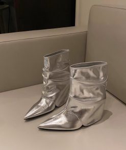 Design-sensual hot girl wedges trouser boots autumn and winter pointed toe single boots mid-heel fashion boots temperament fashionable short boots