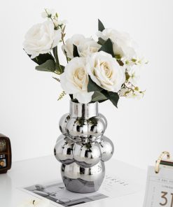 Simple light luxury electroplated silver bubble ceramic home decoration crafts ornaments