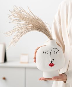 Simple white ceramic vase human face ornament crafts living room home crafts