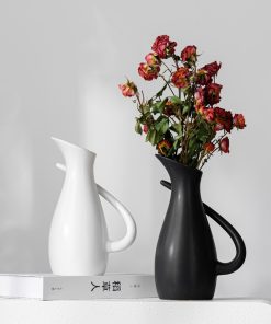 Black and white matte lift pot ceramic vase modern simple home soft decoration ornament