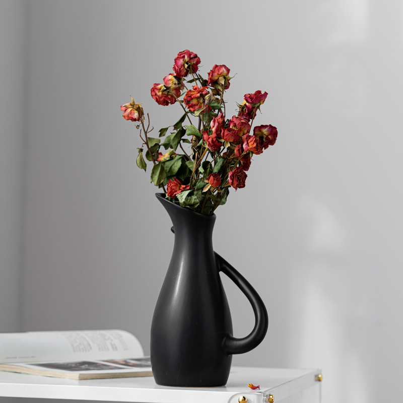 Black and white matte lift pot ceramic vase modern simple home soft decoration ornament - Image 2