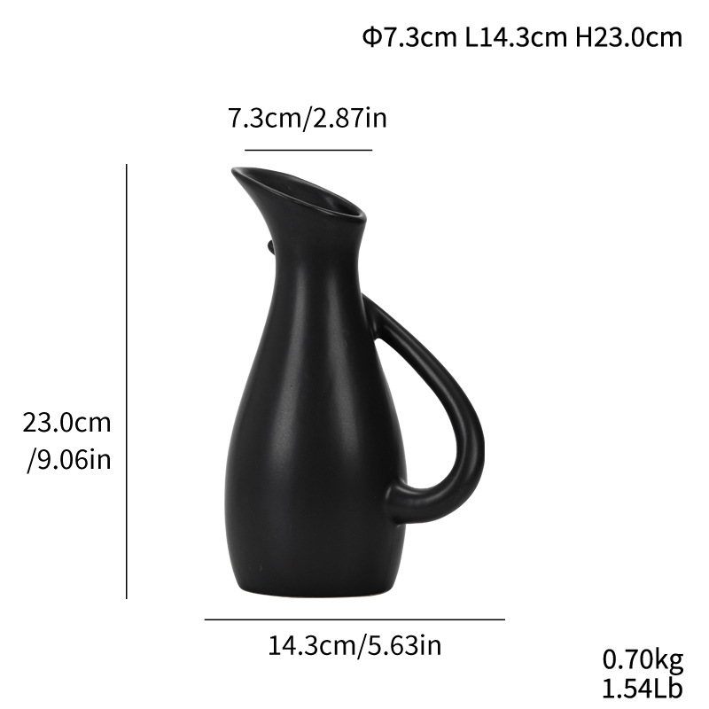 Black and white matte lift pot ceramic vase modern simple home soft decoration ornament - Image 4