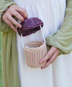 Children's bag pine cone bag photo props Chinese style handmade rattan bag girl cute crossbody bag makeup storage bag