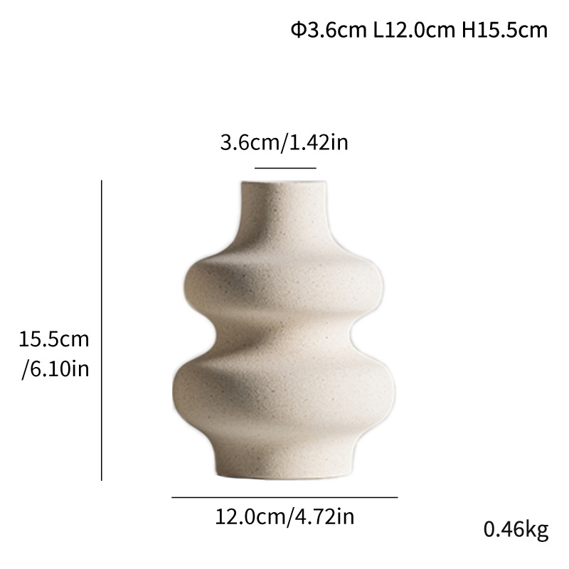Daimon special-shaped circle ceramic vase cute simple modern matte flower matte homestay ornaments high-end - Image 10