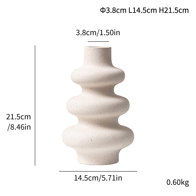 Daimon special-shaped circle ceramic vase cute simple modern matte flower matte homestay ornaments high-end - Image 8