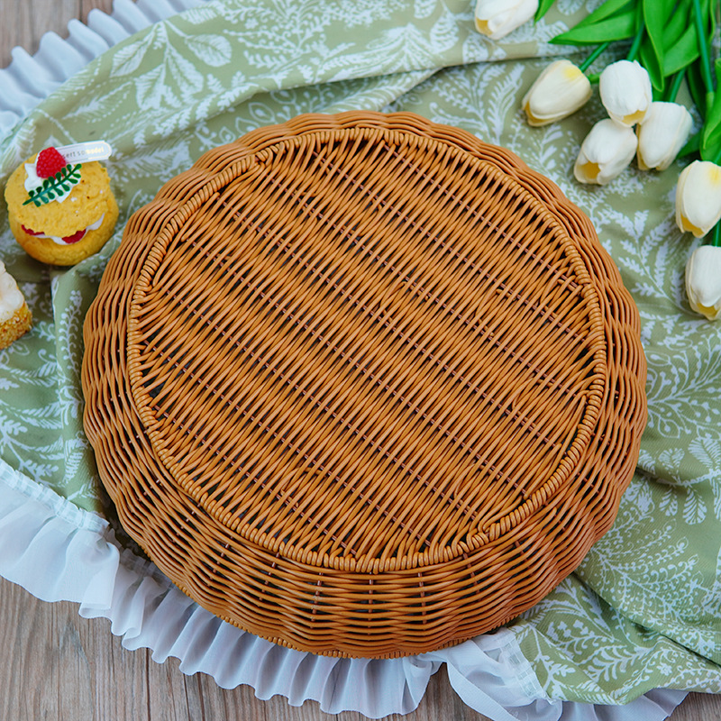 Imitation rattan bun steamed bun basket dessert basket living room tea table snack fruit basket round dustpan storage basket egg basket - Image 7