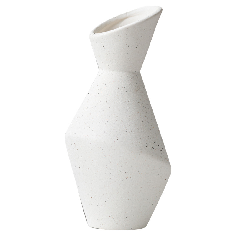 Simple style geometric round slanted ceramic vase light luxury high-end home decoration - Image 3