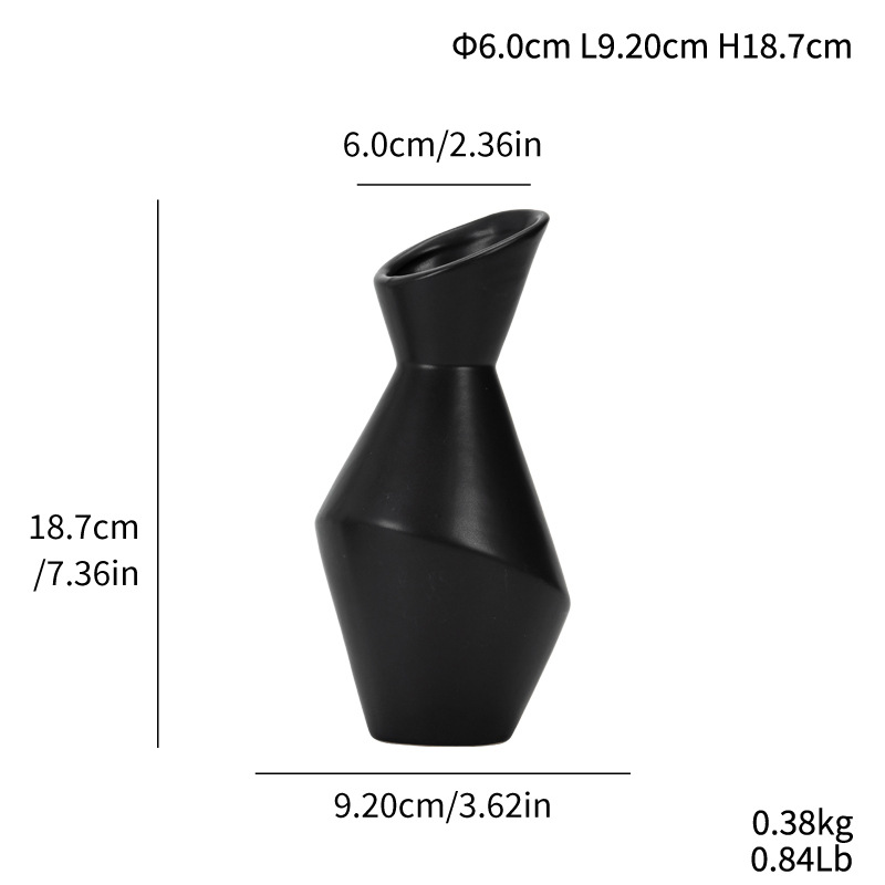 Simple style geometric round slanted ceramic vase light luxury high-end home decoration - Image 6